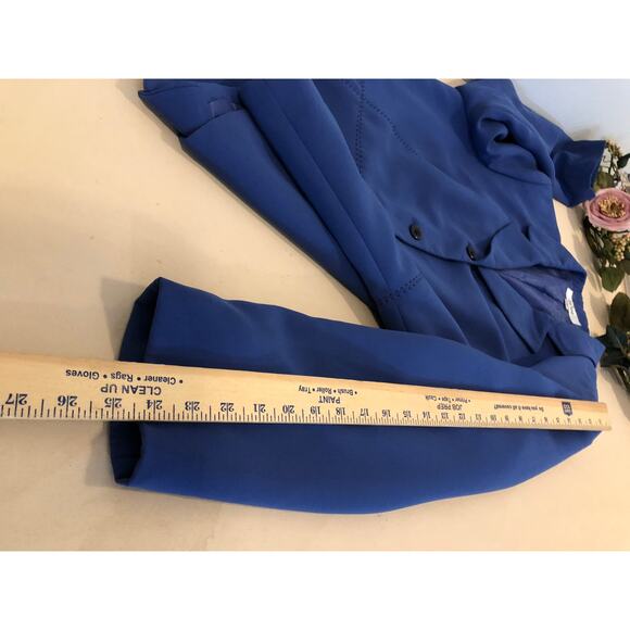 Le Suit Women Jacket Plus Size 18 Blue Lapel Notch Collar Long Sleeve Preppy - Picture 8 of 12